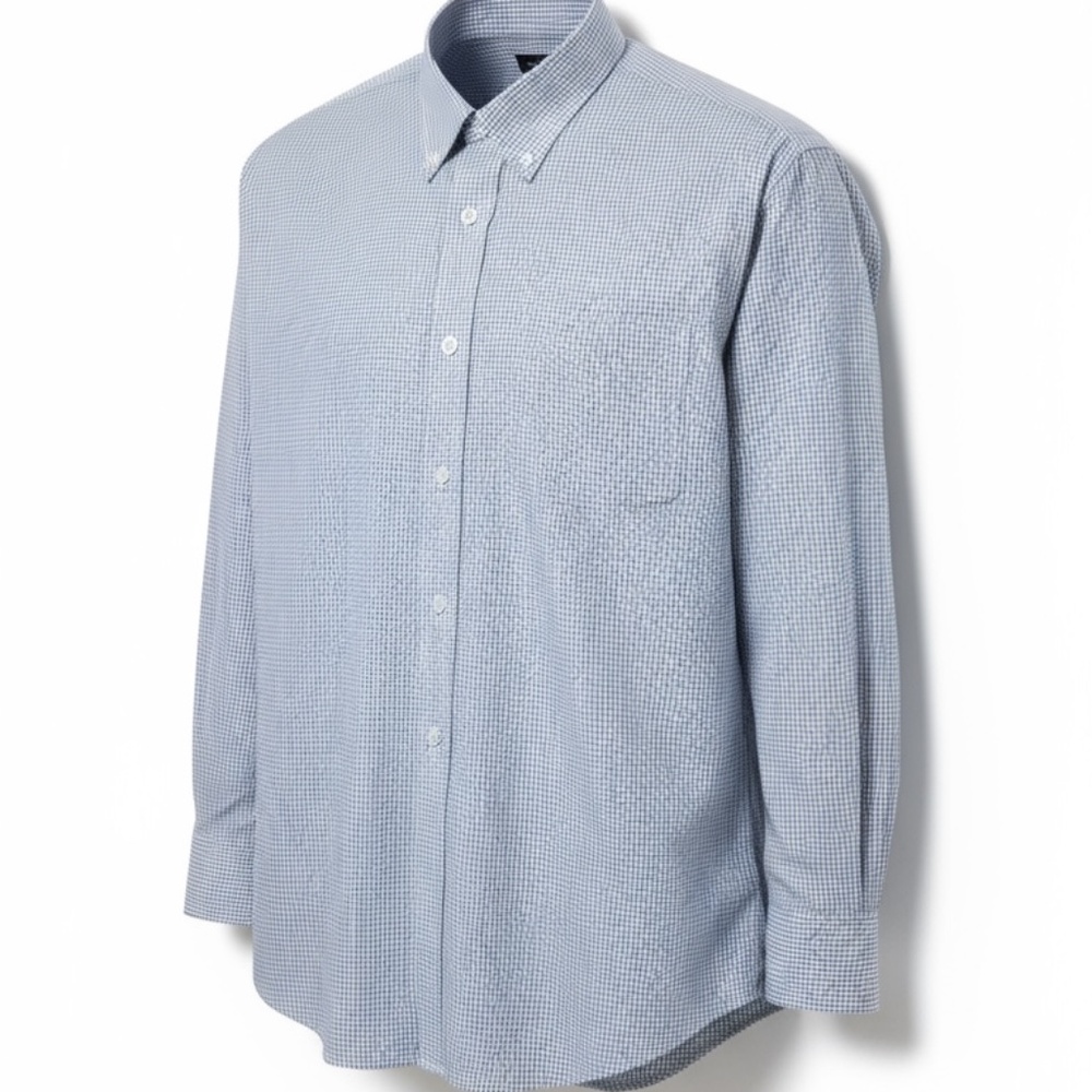 Men’s Brooks Brothers White and Blue Checked Dress Shirt 16